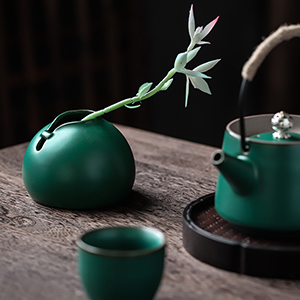 复古陶瓷花器小号花瓶日式茶道配件茶桌摆件水培创意旗袍花插