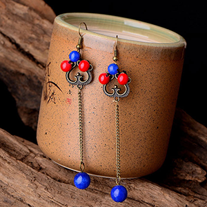 复古民族风耳环长款耳饰 女式古典古装宫廷气质耳坠