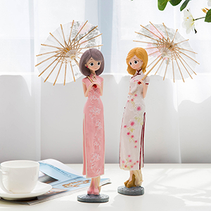 中式古风复古旗袍少女心摆件可爱古典汉服小娃娃卧室饰品生日礼物