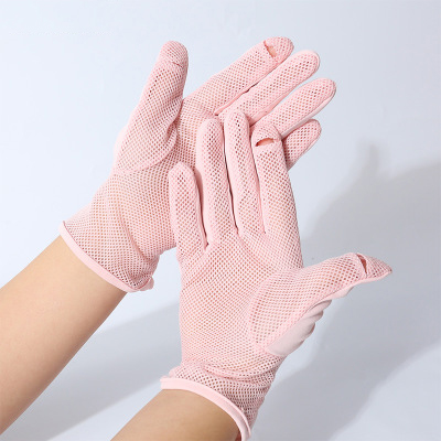 挡晒手套定制批发女夏网眼透气开车挡滑户外挡紫外线触屏薄款手套