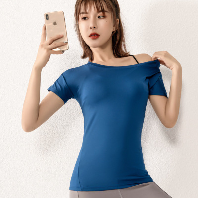 瑜伽服 2020春夏新款健身跑步速干上衣t恤收腰显瘦训练运动短袖女