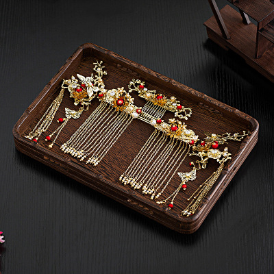 新娘古装头饰 秀禾服旗袍中式凤冠步摇套装结婚配饰 礼服发饰品