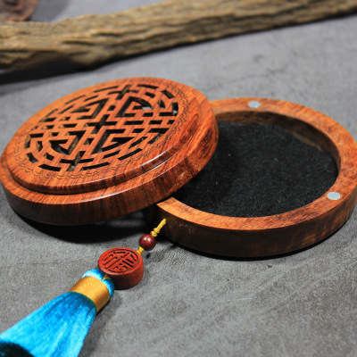  汽车摆件车内饰品高档花梨木香薰盒车载香水座创意木质摆件