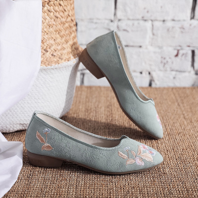  2020新款提花棉汉服鞋女鞋古风鞋子尖头绣花鞋女清雅旗袍鞋