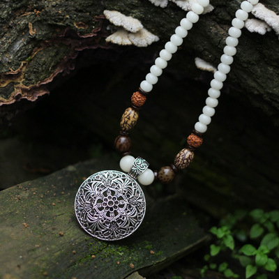 民族风毛衣链饰品 原创手工天然白菩提根长款项链